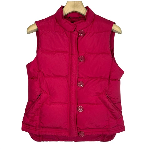 J.Crew Down Puffer Vest Womens Medium Pink Quilted Zip Button Preppy - Picture 2 of 15